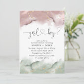 Mauveとセージ緑の水の色の性別の表示 招待状 (スタンド正面)