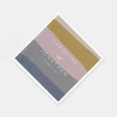 MauveとモダンBlue Color Blockカスタムウェディング スタンダードランチョンナプキン (角)