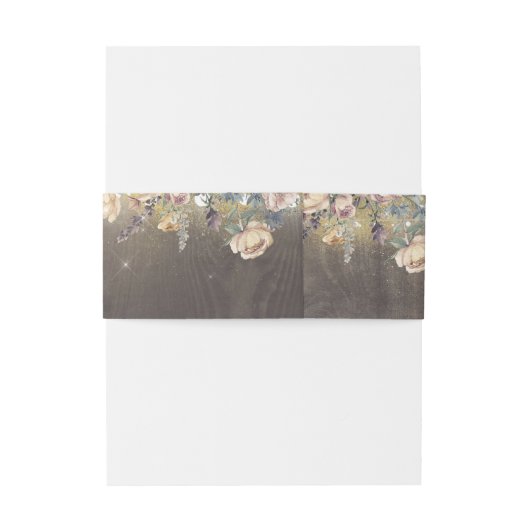 Mauveと金ゴールドのフローラ素朴結婚の 招待状ベリーバンド (裏面例)