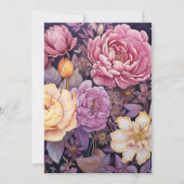 Mauveと金ゴールドフローラベビーシャワー 招待状 (裏面)