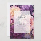 Mauveと金ゴールドフローラ結婚の 招待状 (正面)