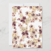 Mauveと金ゴールドヴィンテージフローラ誕生日パーティー 招待状 (裏面)