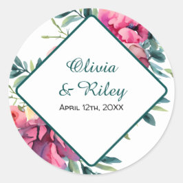 MauveとBurgundyフローラ結婚式RSVP ラウンドシール