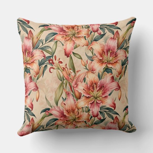 MauveとCopper Lilies on Tan クッション (裏面)