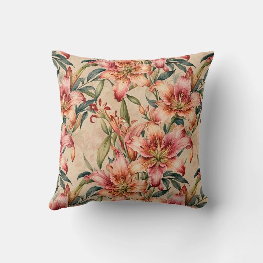 MauveとCopper Lilies on Tan クッション (裏面)