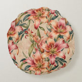 MauveとCopper Lilies on Tan ラウンドクッション (裏面)