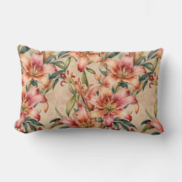 MauveとCopper Lilies on Tan ランバークッション