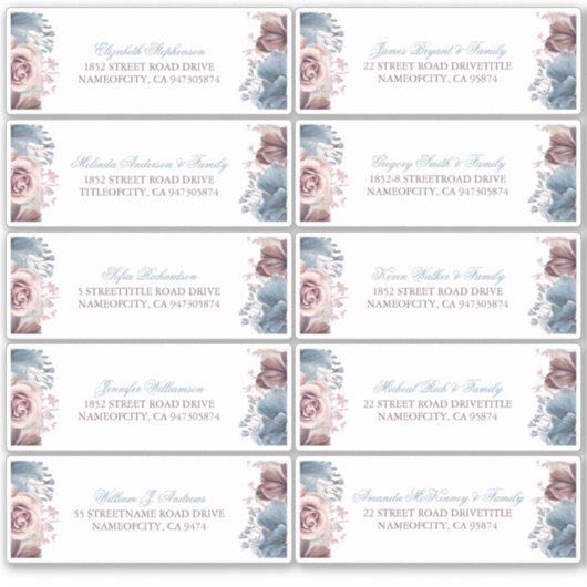 MauveとDusty Blueのゲスト名住所 シール (正面)