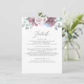 MauveとDusty Blueのフローラ結婚情報 エンクロージャーカード (スタンド正面)