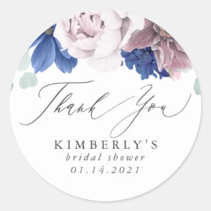 MauveとNavy Blueフローラありがとう ラウンドシール