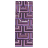 Mauveのストライプ正方形のパタはかりで測ーン ワインギフトバッグ (正面)