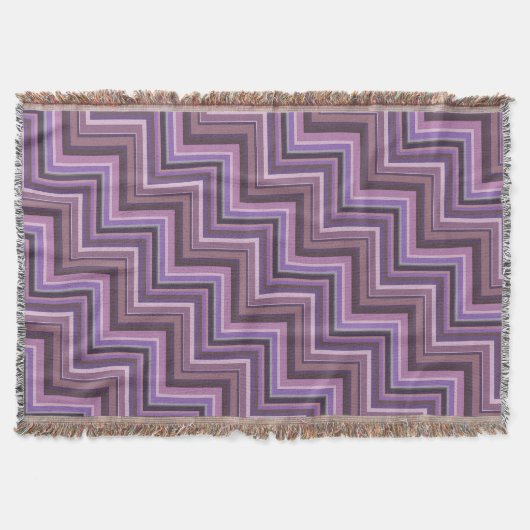 Mauveのストライプ階段パターン スローブランケット (正面)