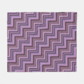 Mauveのストライプ階段パターン フリースブランケット (正面(横))