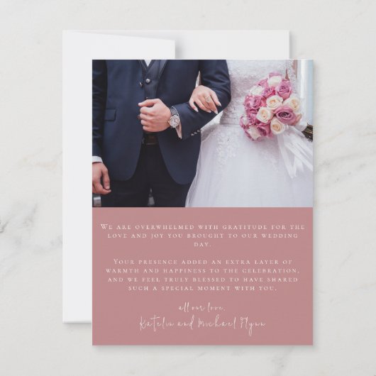 Mauveの結婚写真ありがとう サンキューカード (裏面)