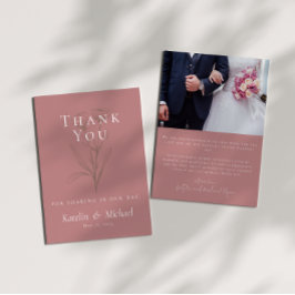 Mauveの結婚写真ありがとう サンキューカード