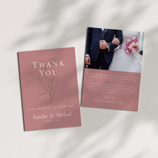 Mauveの結婚写真ありがとう サンキューカード