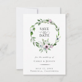 Mauveエレガントフローラリース日付の保存 案内状