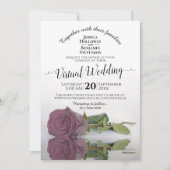 Mauveエレガント Pink反射バラVirtual結婚's 招待状 (正面)