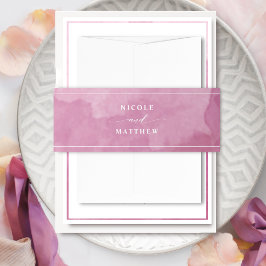 Mauveエレガント Pink Water Color結婚, s 招待状ベリーバンド