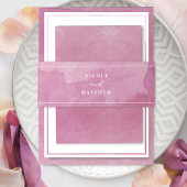 Mauveエレガント Pink Water Color結婚, s 招待状ベリーバンド