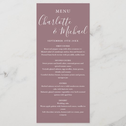 Mauveエレガント Signature Scriptのメ結婚ニュー メニュー (正面)