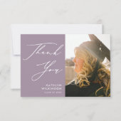 Mauveスクリプエレガントトのミニマル写真卒業 サンキューカード (正面)