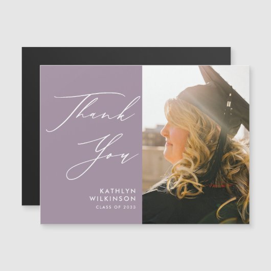 Mauveスクリプエレガントトシンプル卒業ありがとう (正面/裏面)