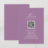 MauveスクリプトエレガントミニマルQRウェディングRSVP エンクロージャーカード (正面/裏面)