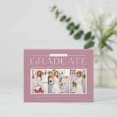 Mauveタイポグラフィフォトコラージュ卒業 ポストカード (スタンド正面)