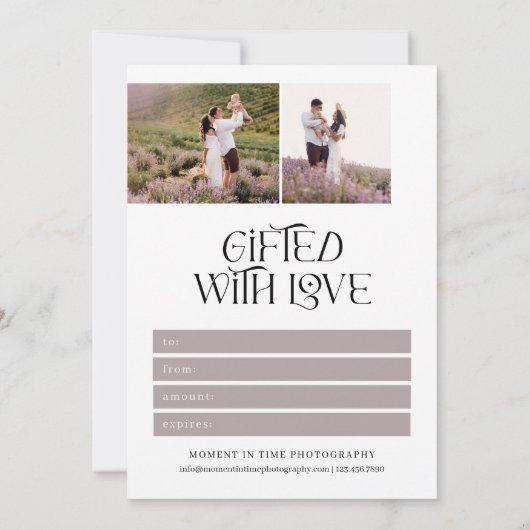 Mauveタイポグラフィ写真ギフト券 (裏面)