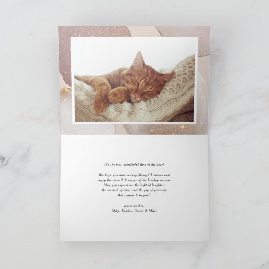 Mauveトーンとグリッターアクセント写真クリスマス シーズンカード (内部)