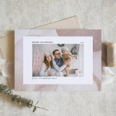 Mauveトーンとグリッターアクセント写真クリスマス シーズンカード