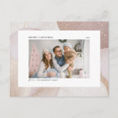 Mauveトーンとグリッターアクセント写真クリスマス シーズンポストカード (正面)