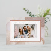 Mauveトーンとグリッターアクセント写真クリスマス 箔シーズンカード (立ち正面)