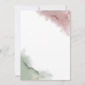 Mauveバラとセージ緑の水の色ベビーシャワー 招待状 (裏面)