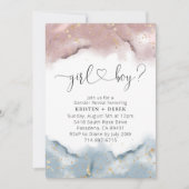 Mauveバラと埃の多い青い水の色ジェンダーの明け 招待状 (正面)