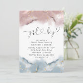 Mauveバラと埃の多い青い水の色ジェンダーの明け 招待状 (スタンド正面)