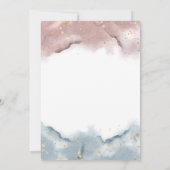 Mauveバラと埃の多い青い水の色ジェンダーの明け 招待状 (裏面)