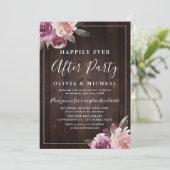 Mauveバラフローラはパーティー後ずっと幸せに素朴 招待状 (スタンド正面)