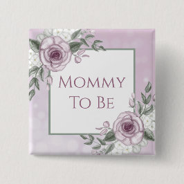 Mauveバラ、Mommy to be、Baby Shower Button 缶バッジ