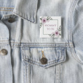 Mauveバラ、Mommy to be、Baby Shower Button 缶バッジ (インサイチュ)
