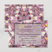 MauveビクトリアンフローラRSVP 出欠カード (正面/裏面)