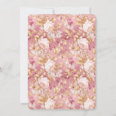 Mauveピンクバルーン、開花ストライプベビーシャワー 招待状 (裏面)