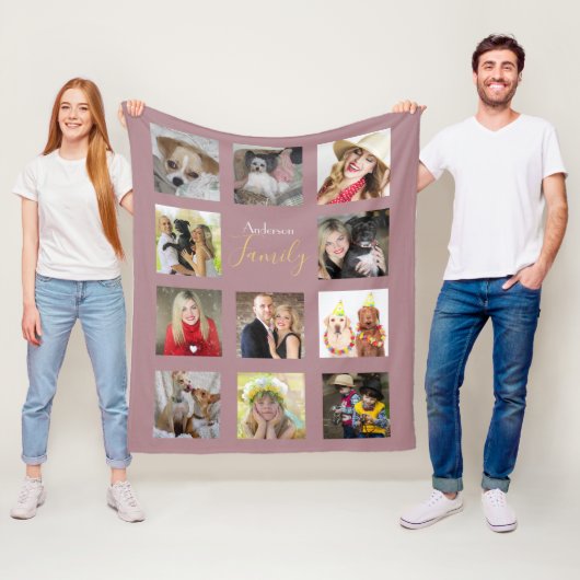 Mauveフォトブランケットコラージインスタグラム フリースブランケット (インサイチュ)