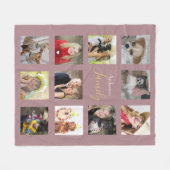 Mauveフォトブランケットコラージインスタグラム フリースブランケット (正面(横))