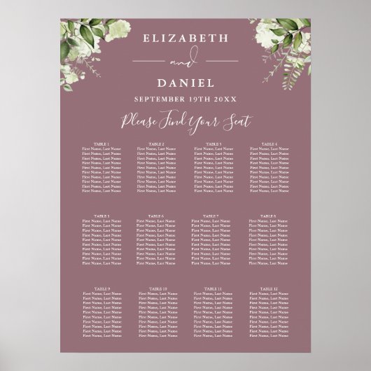 Mauveフローラ結婚グリーンリーの座席表 ポスター (正面)