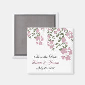 MauveフローラSave the Date Magnet マグネット (正面/裏面)