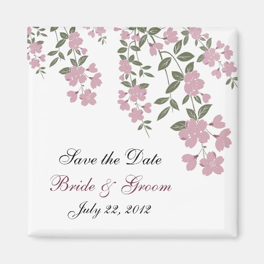 MauveフローラSave the Date Magnet マグネット (正面)