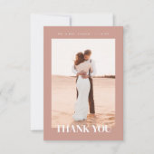 Mauveミニマルの結婚写真 サンキューカード (正面)