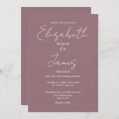 Mauveミニマルエレガントリスト結婚スクリプト 招待状 (正面/裏面)